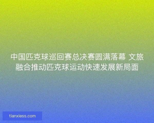 中国匹克球巡回赛总决赛圆满落幕 文旅融合推动匹克球运动快速发展新局面 中国匹克球巡回赛总决赛圆满落幕 文旅融合推动匹克球运动快速发展新局面