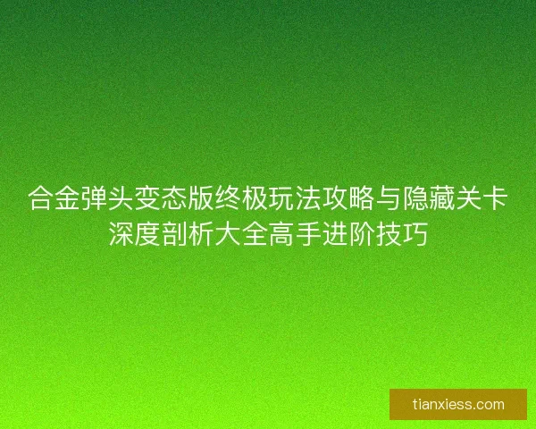 合金弹头变态版终极玩法攻略与隐藏关卡深度剖析大全高手进阶技巧 合金弹头变态版终极玩法攻略与隐藏关卡深度剖析大全高手进阶技巧