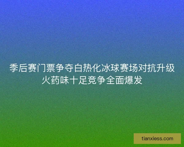 季后赛门票争夺白热化冰球赛场对抗升级火药味十足竞争全面爆发