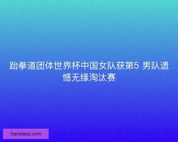 跆拳道团体世界杯中国女队获第5 男队遗憾无缘淘汰赛